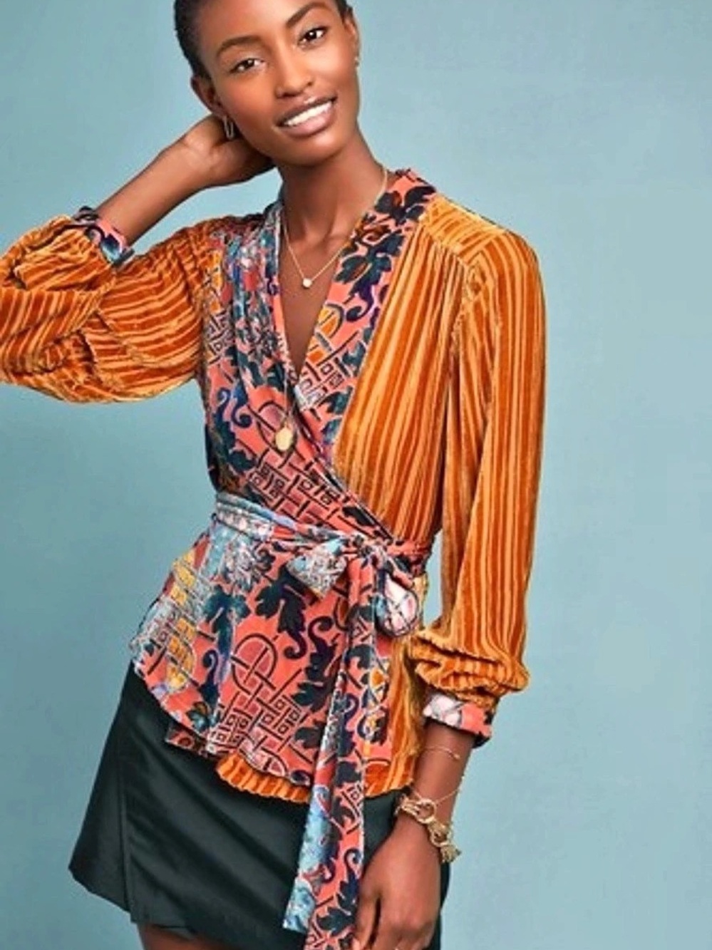 Anthropologie Moulinette Soeurs Velvet Wrap Top